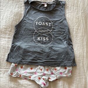 Victoria's Secret Gray and White Pajama Set